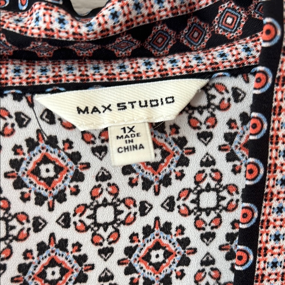 Max Studio Geometric Patterned Kimono Cardigan 1X - Picture 2 of 3